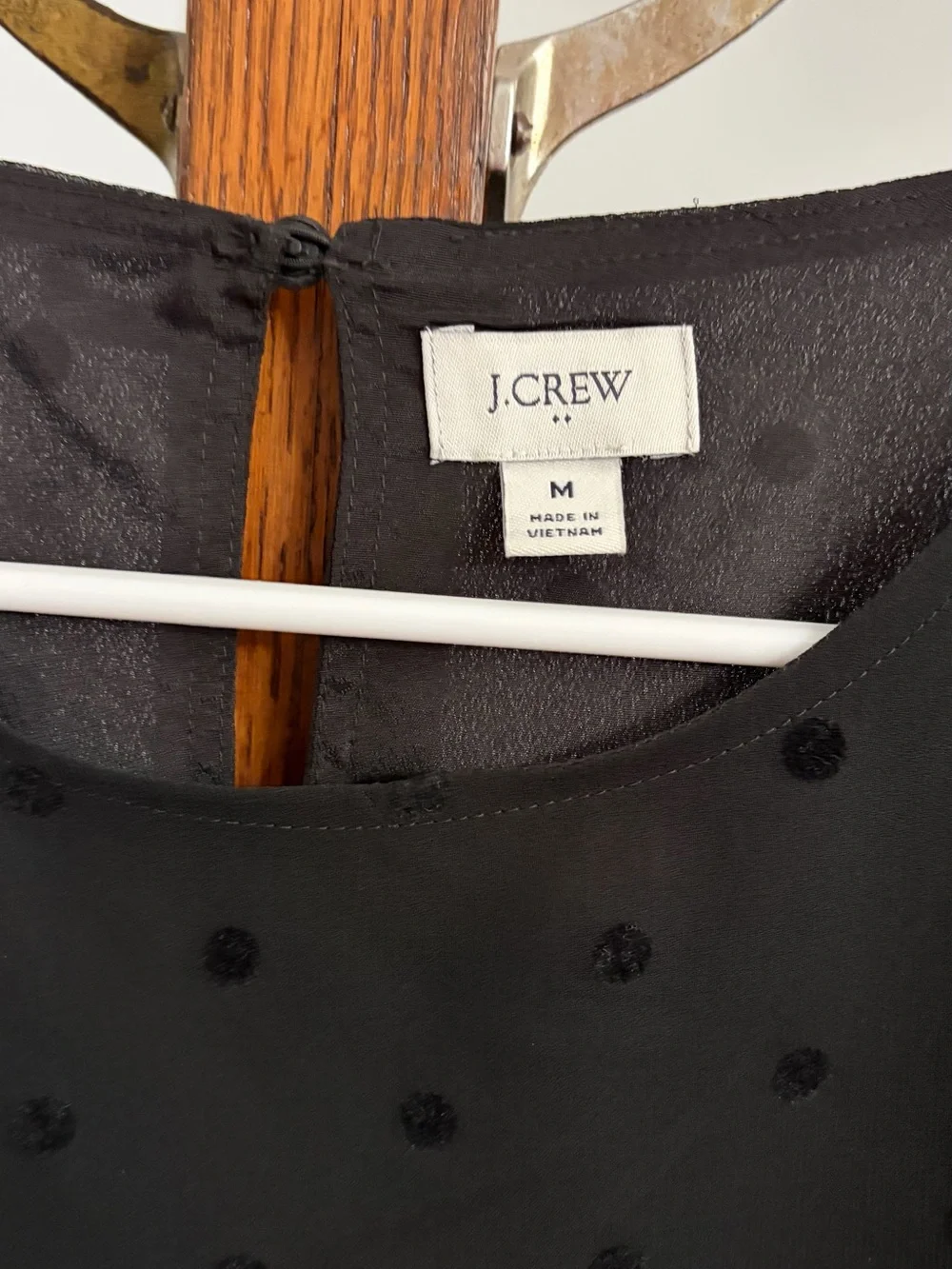J. Crew Black Sheer Polka Dot Long-Sleeve Blouse